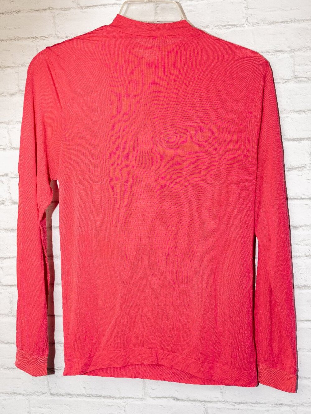 80s Vintage 100% Silk Long-Sleeve Mock-Neck Base Layer – Salmon Pink